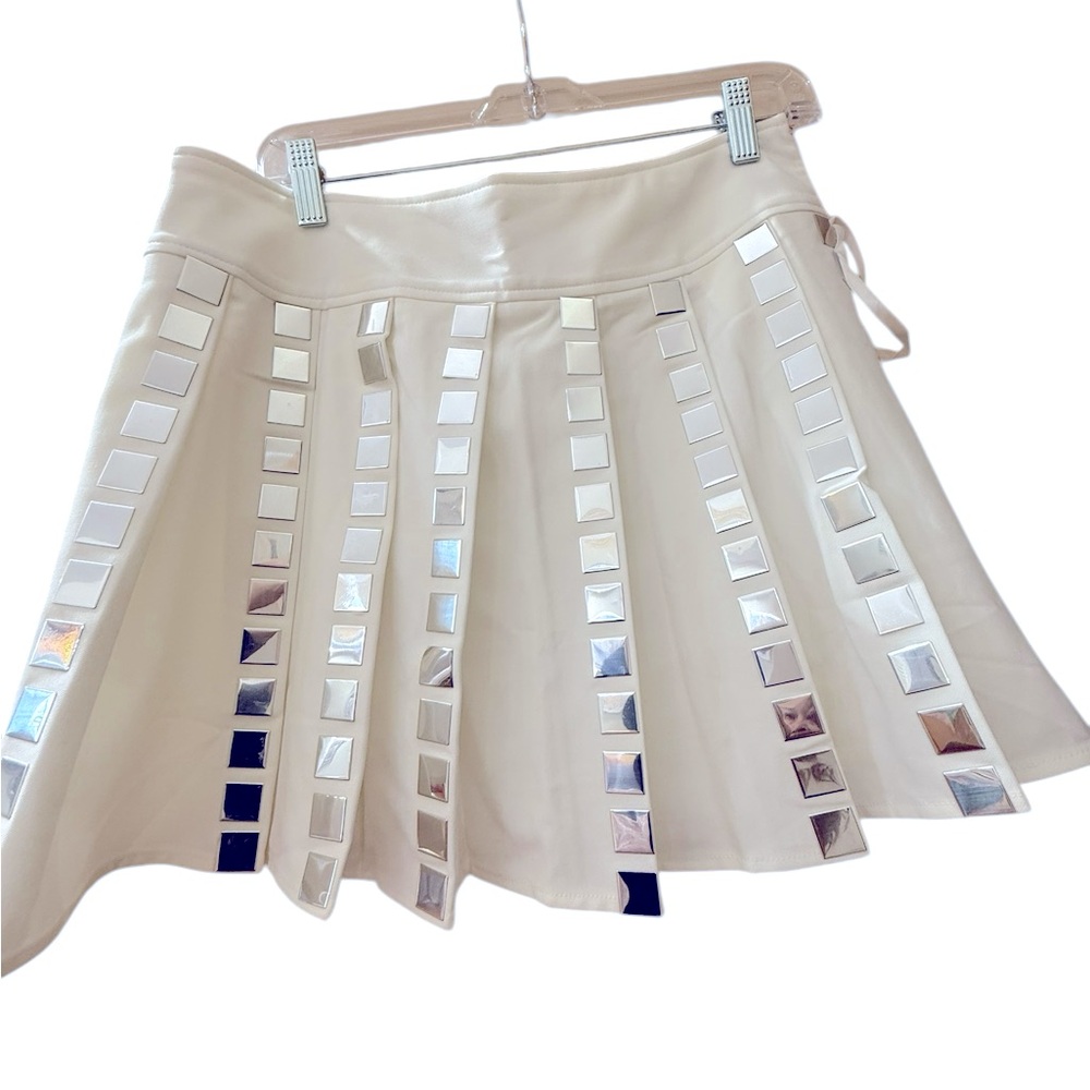 White mirrored Endless Rose mini skirt size L